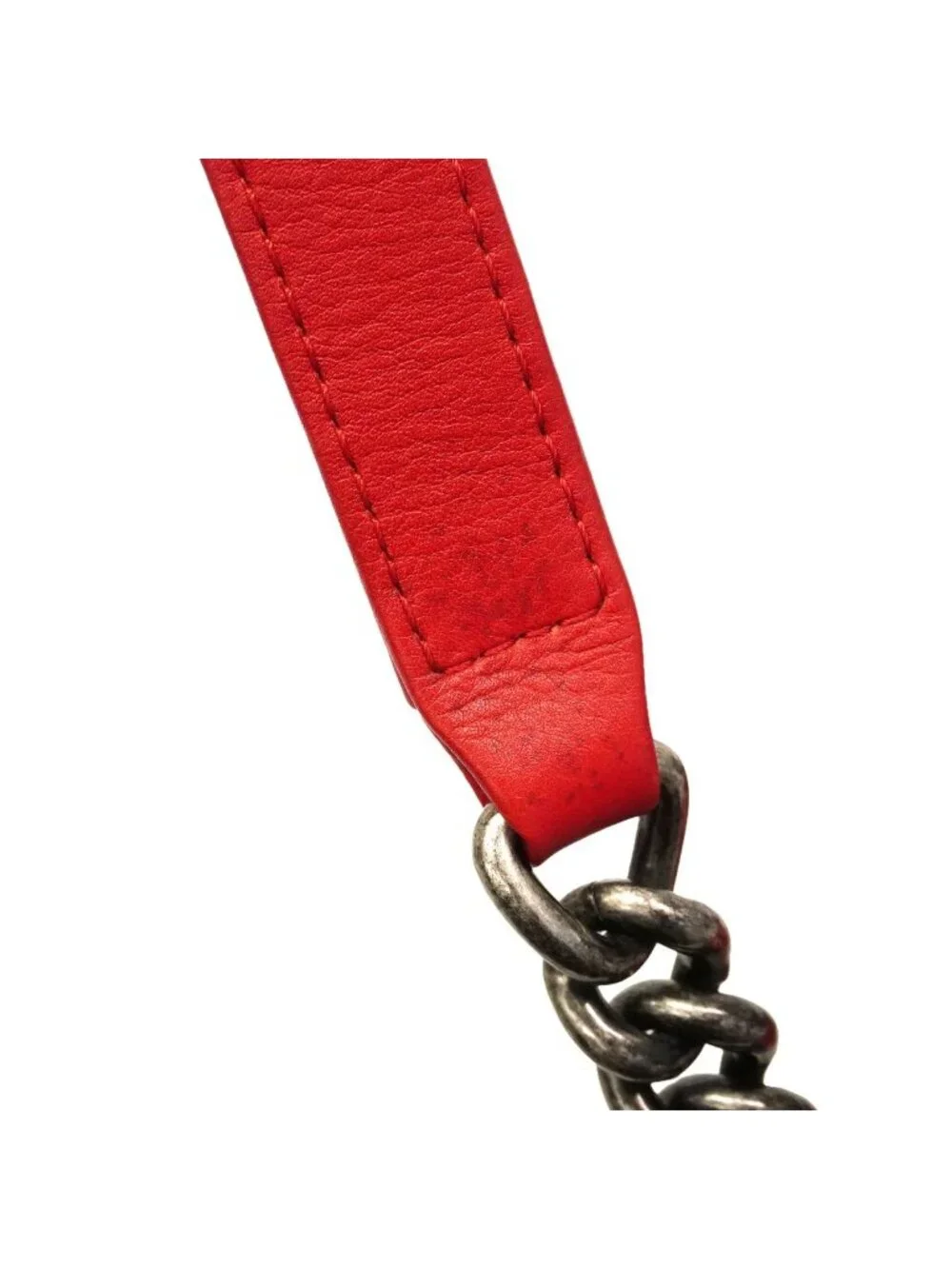 Chanel Shoulder Bag Boy Leather Red Silver